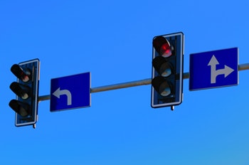 Red, green, yellow light and directions
